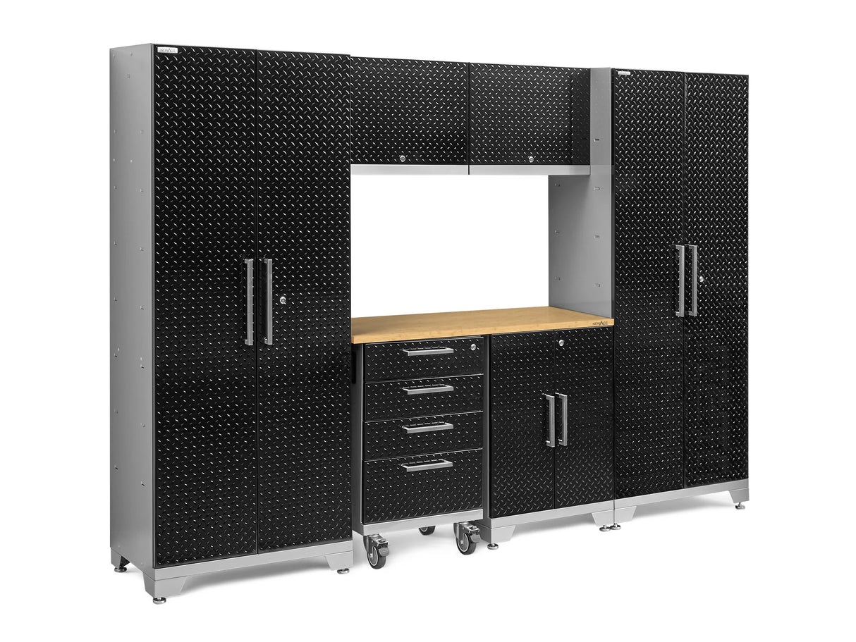 Performance Diamond Plate Limited Edition 7 Piece Cabinet Set with Tool, Base, Wall Cabinets, 30 In. Lockers and Worktop