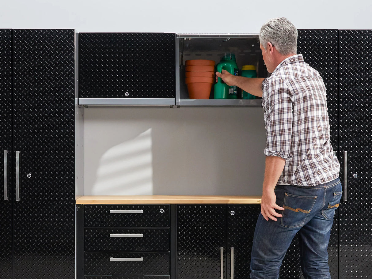 Performance Diamond Plate Limited Edition 14 Piece Cabinet Set with Tool, Base, Wall Cabinets, 30 In. Lockers and Worktop