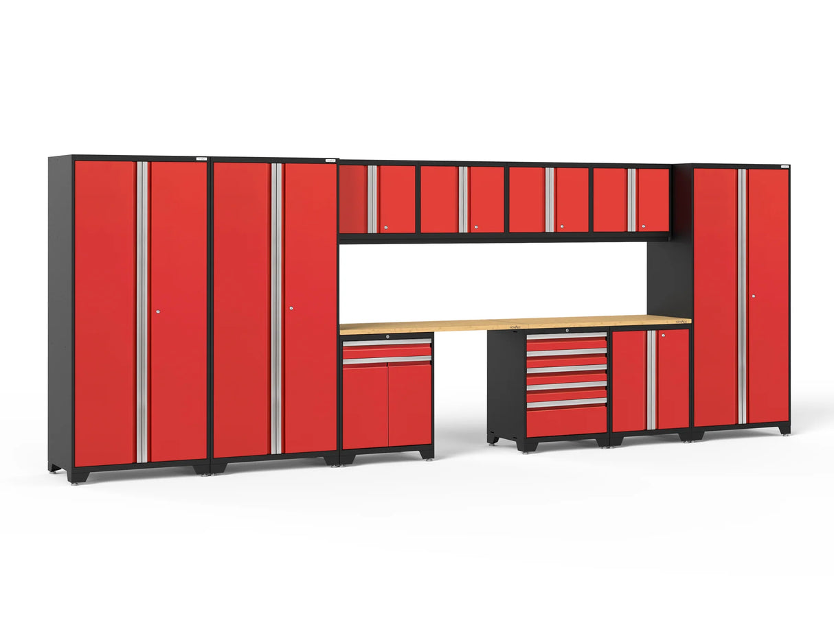 Pro Series 12 Piece Cabinet Set with Lockers, Tool Drawer Cabinet, and 56 In. Worktop