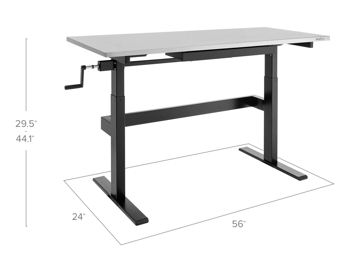 56 In. Manual Adjustable Height Worktable with Drawer
