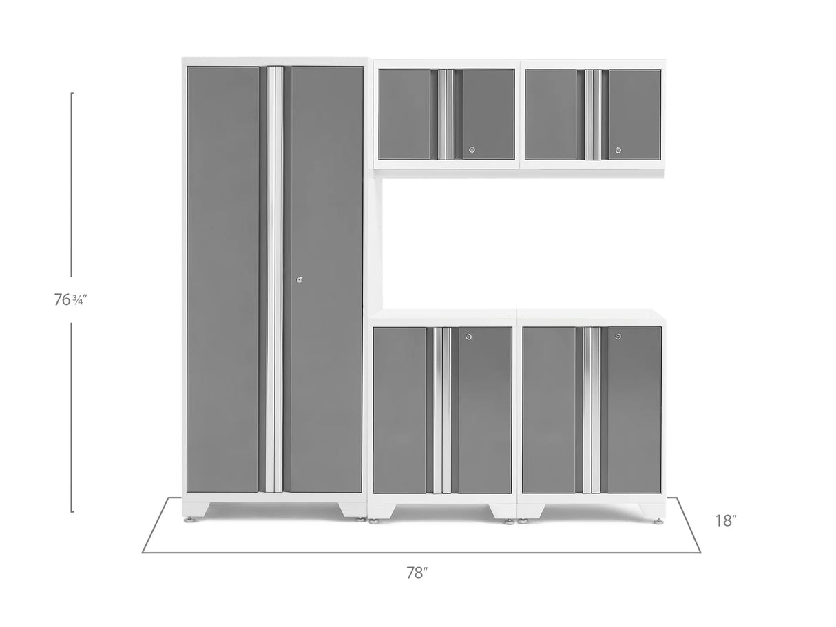 Bold Series 5 Piece Cabinet Set with Base, Wall Cabinets and 30 In. Locker