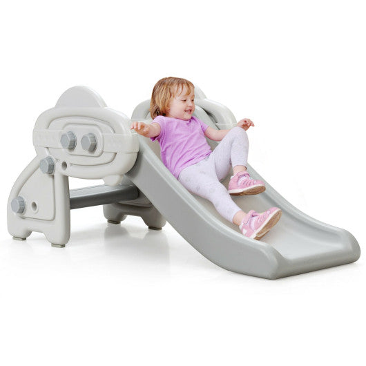 Freestanding Baby Mini Play Climber Slide Set with HDPE anf Anti-Slip Foot Pads-Gray