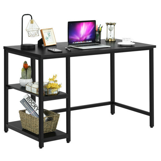 47 Inch Computer Desk Office Study Table Workstation Home with Adjustable Shelf Black-M