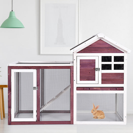 Outdoor Wooden Rabbit hutch-White
