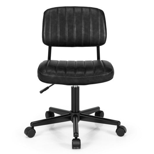 PU Leather Adjustable Office Chair Swivel Task Chair with Backrest-Black