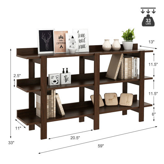 59 Inch Console Table with 3-tier Open Shelf for Front Hall Hallway and Foyer