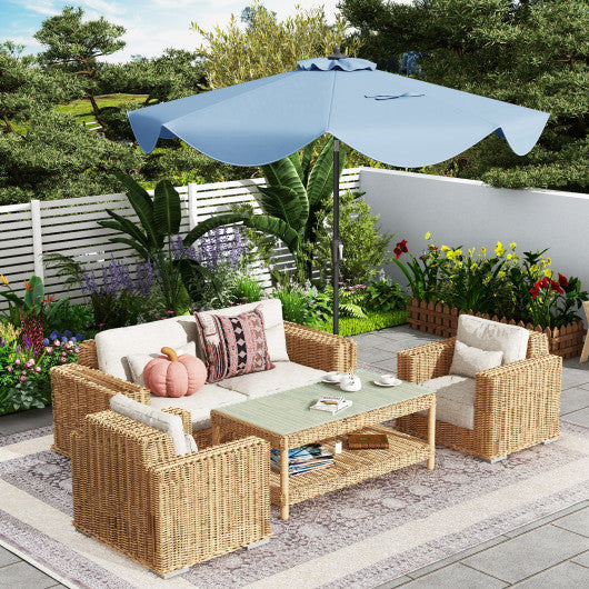 9 FT Patio Umbrella with Crank Handle and Push Button Tilt-Navy