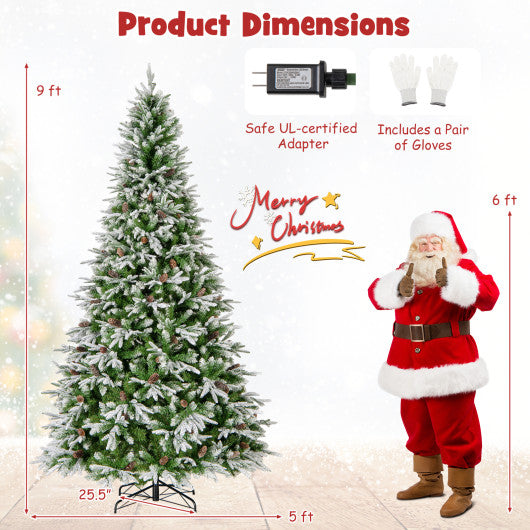 6/7.5/9 FT Pre-Lit Artificial Christmas Tree with 765/1135/1871 Tips and 280/470/690 Warm-White LED Lights-L