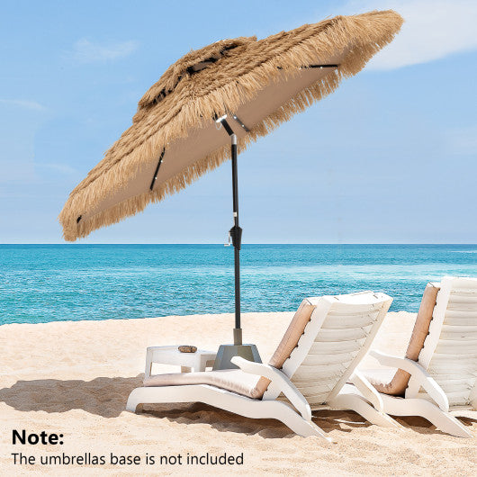 9 Feet Solar Powered Thatched Tiki Patio Umbrella with Led Lights.