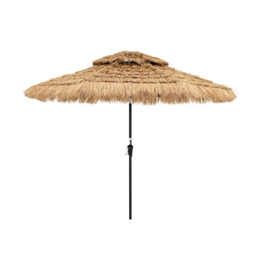 9 Feet Solar Powered Thatched Tiki Patio Umbrella with Led Lights.