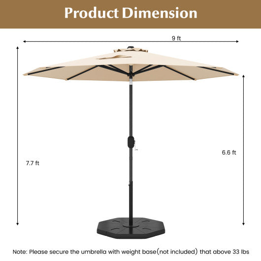 9 ft Outdoor Market Patio Table Umbrella Push Button Tilt Crank Lift-Beige