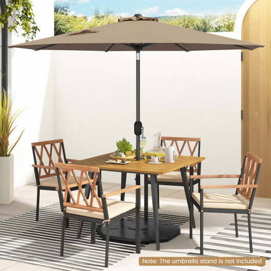 9 ft Outdoor Market Patio Table Umbrella Push Button Tilt Crank Lift-Tan