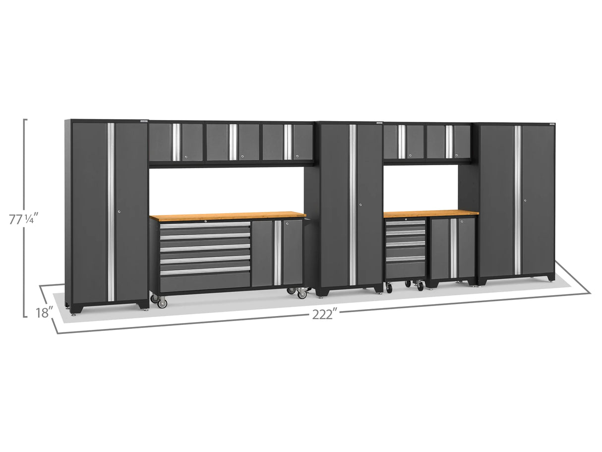 Bold Series 12 Piece Cabinet Set with Project Center, Tool Drawer, Base, Wall Cabinets and Locker
