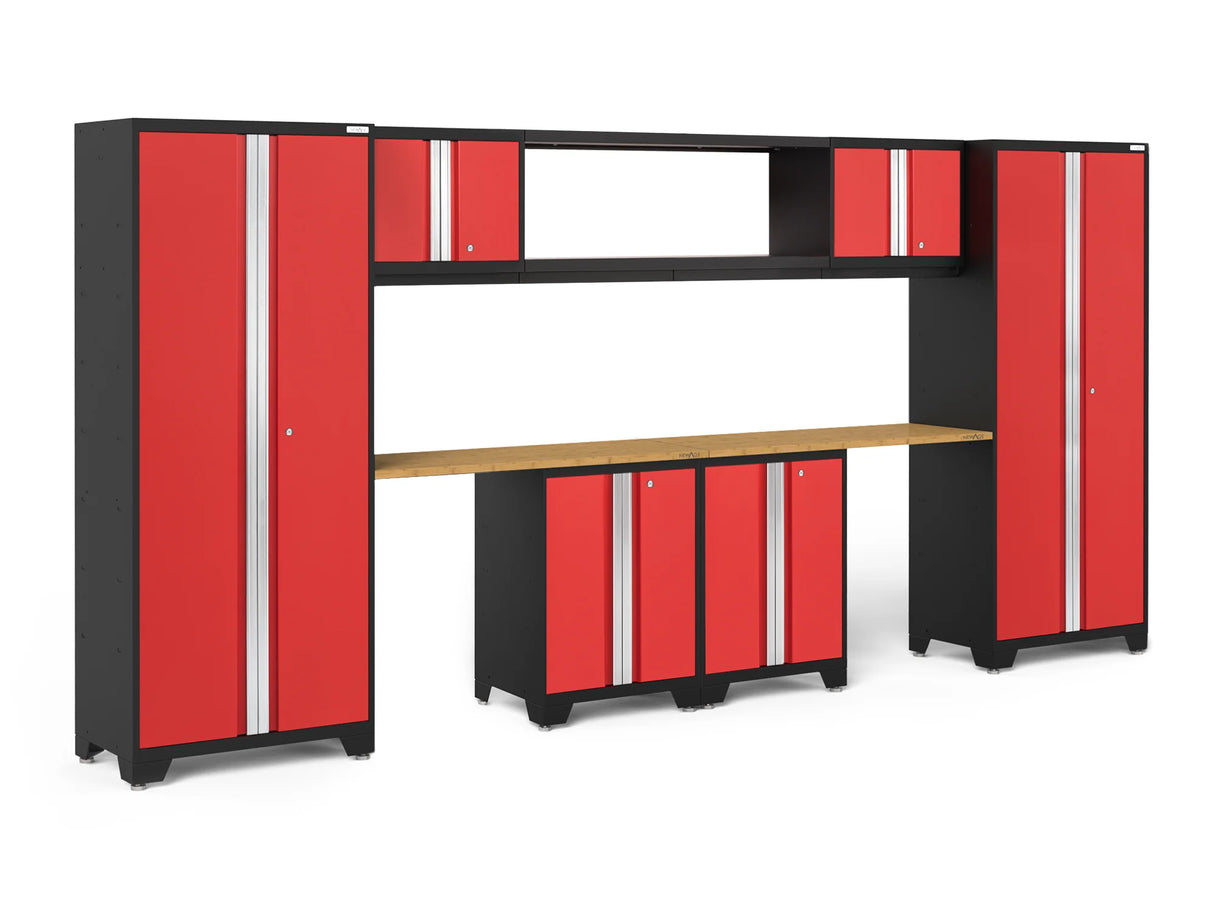 Bold Series 9 Piece Cabinet Set with Display Shelf, Wall, Base Cabinets and 30 In. Lockers