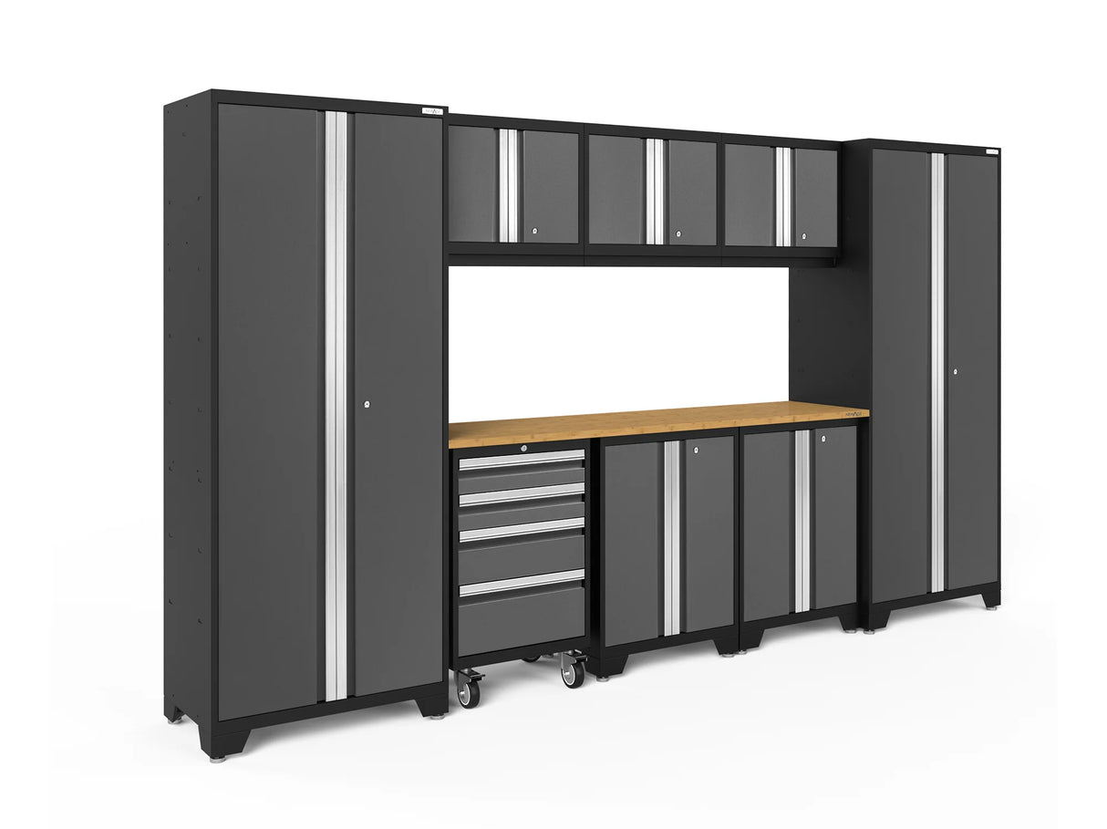 Bold Series 9 Piece Cabinet Set with 2 Base, Tool, Wall Cabinets and 30 In. Lockers