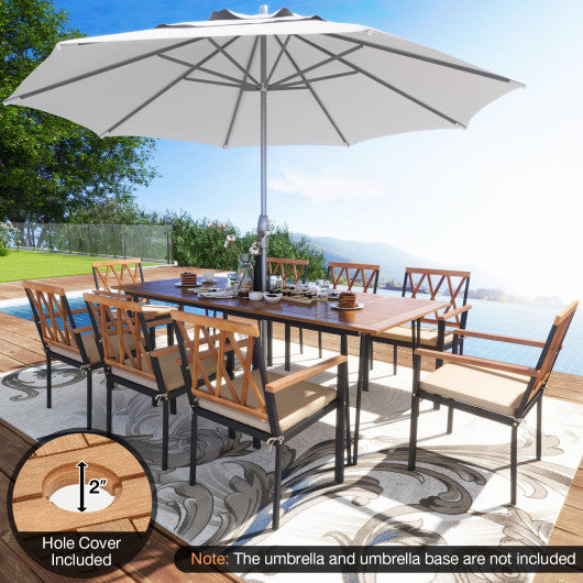 Acacia Wood Outdoor Furniture Set 9 Pieces Patio Dining Set with 8 Chairs