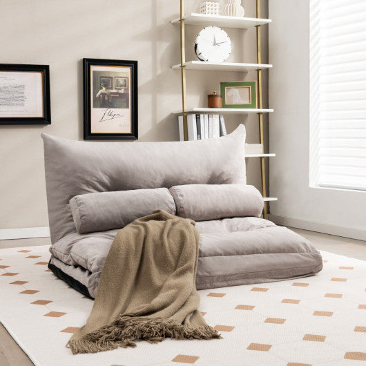 Adjustable Floor Sofa Bed with 2 Lumbar Pillows-Gray