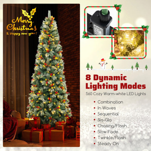 5/7.5/9 FT Pre-Lit Artificial Christmas Tree with 453/1096/1416 PVC and Pine Needles-XL