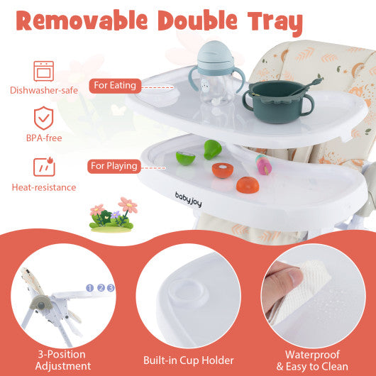 3-In-1 Convertible Baby High Chair for Toddlers-Beige