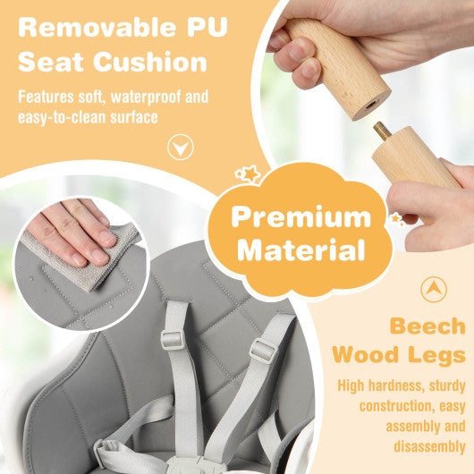 6-in-1 Baby High Chair with Removable Dishwasher and Safe Tray-White