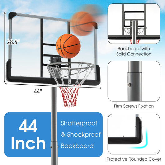 Basketball Hoop with 5.4-6.6FT Adjustable Height and 50 Inch Backboard-Black