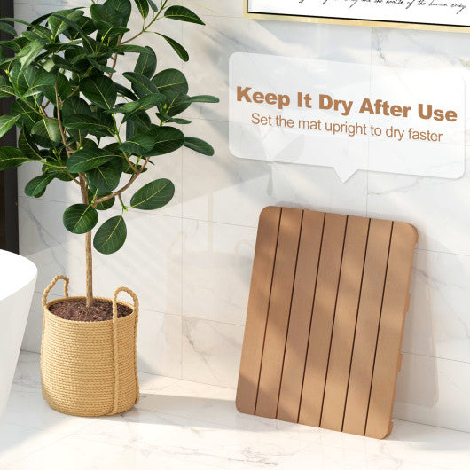 Waterproof HIPS Bath Spa Shower Mat with Non Slip Foot Pads-Brown