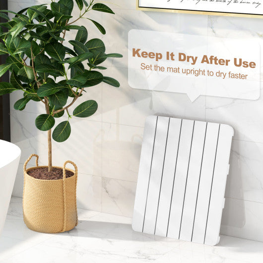 Waterproof HIPS Bath Spa Shower Mat with Non Slip Foot Pads-White