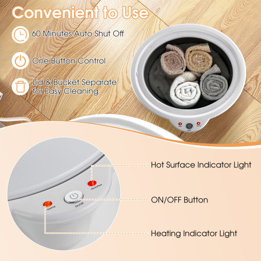 Towel Warmer Bucket with Fragrance Holder and Auto Shut-Gray