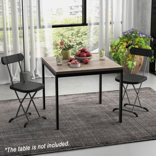 2 Pieces Outdoor Folding Chair Set with Sturdy Frame and Ergonomic Backrest-Black