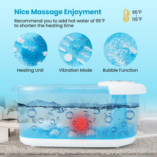 Foot Spa Massager Tub with Removable Pedicure Stone and Massage Beads-Blue