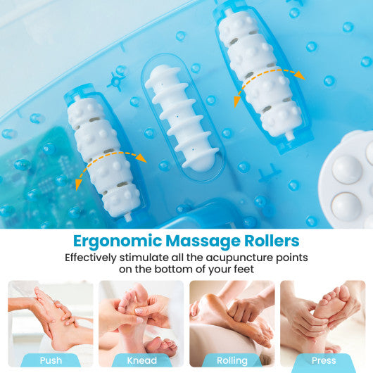 Foot Spa Massager Tub with Removable Pedicure Stone and Massage Beads-Blue