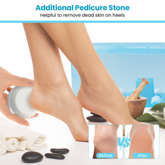 Foot Spa Massager Tub with Removable Pedicure Stone and Massage Beads-Blue