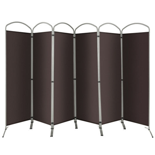 6 Feet 6-Panels Freestanding Folding Privacy Screen-Brown