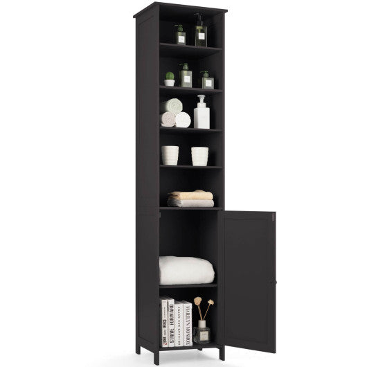 72 Inches Free Standing Tall Floor Bathroom Storage Cabinet-Brown