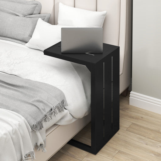 C-Shaped End Table Convertible Coffee Table with Adjustable Foot Pads-Black