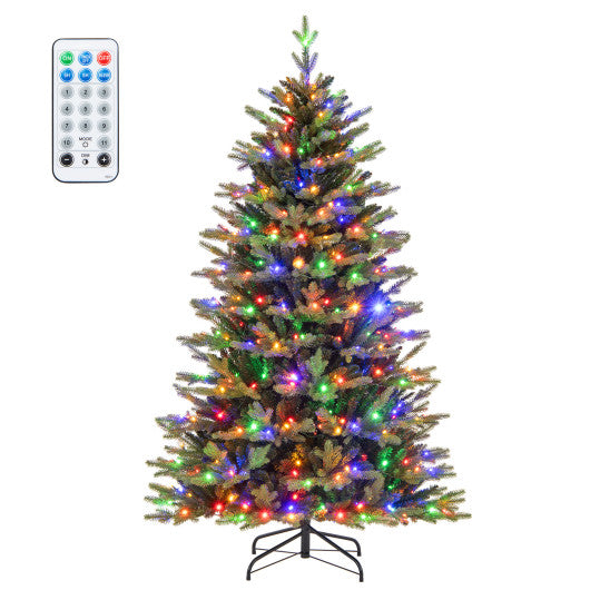 6 Feet Artificial Xmas Tree Hinged with 11 Lighting Modes and Remote Control-6 ft