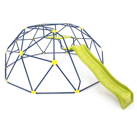 13.3 FT Climbing Dome Geometric Dome Climber with Extended Wavy Slide and 2 Rest Platforms-Multicolor