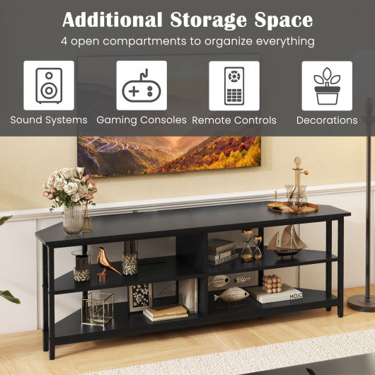 3-Tier Corner TV Stand for TVs up to 65 Inches with Charging Station- Black