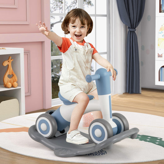 3 in 1 Rocking Horse with Detachable Balance Board and Seat-Gray