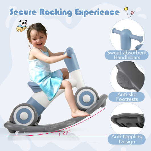 3 in 1 Rocking Horse with Detachable Balance Board and Seat-Gray