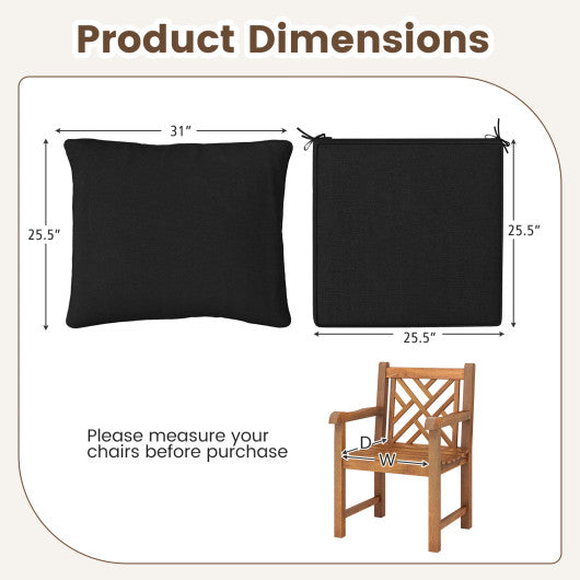 Deep Seat Chair Cushion Pads Set with Rope Belts for Indoor and Outdoor-Black