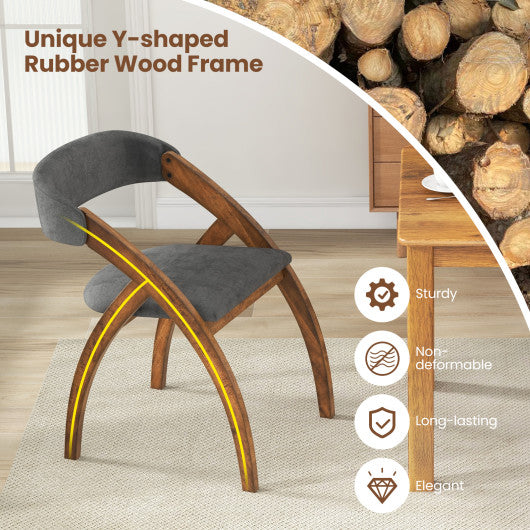 Dining Chair Set of 2 with Padded Cushion and Curved Back for Living Room-Walnut