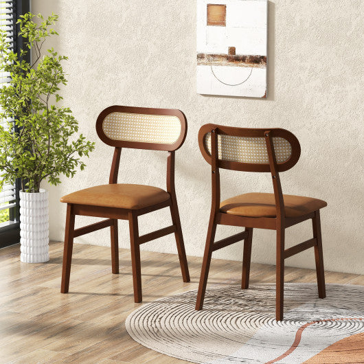 Indoor Mid Century Wood Dining Chairs Set of 2 for Dining Room-Coffee