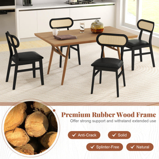 Indoor Mid Century Wood Dining Chairs Set of 2 for Dining Room-Black