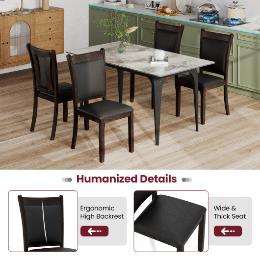 Dining Chairs Set of 2 Faux Leather Upholstered Kitchen Side Chairs with Padded Seat-Gray