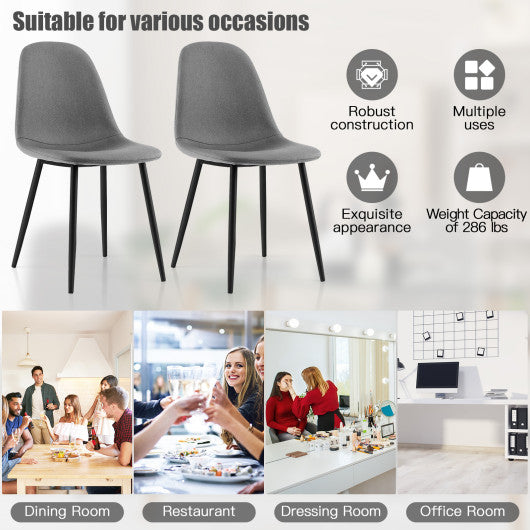 Dining Chairs Set of 4 with Black Metal Legs-Gray