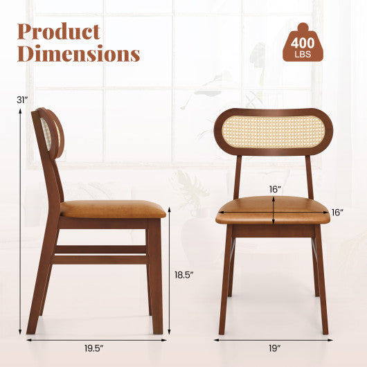 Indoor Mid Century Wood Dining Chairs Set of 2 for Dining Room-Coffee