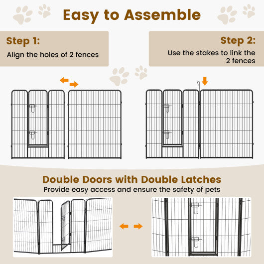 16 Panel 24/32/40 Inches Height Dog Playpen with Lock and Large Door-40 inches