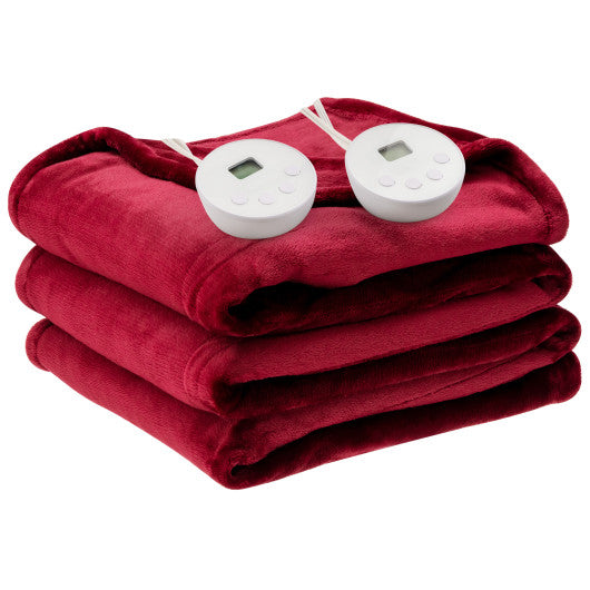 62 x 84 Inch Twin Size Electric Heated Throw Blanket with Timer-Red