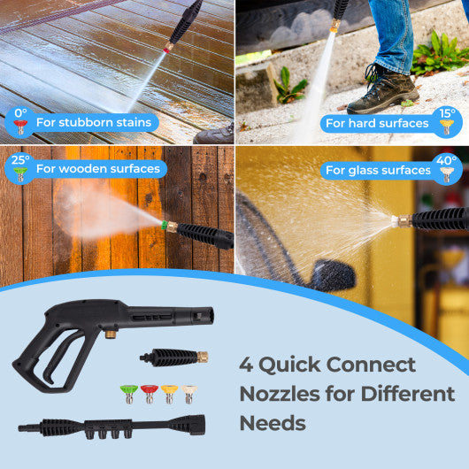 1900 PSI 1.8 GPM Electric Pressure Washer with 4 Quick Connect Nozzles-Blue